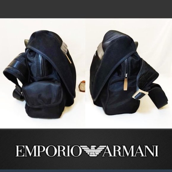 Emporio Armani Mens Messenger Bag Large Black Nylon Leather Shoulder Cro… - Picture 4 of 16